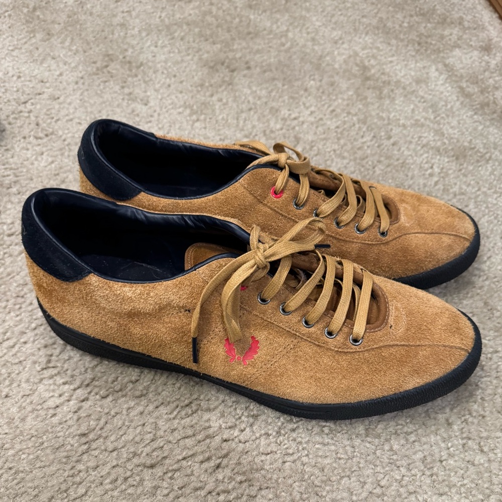 Fred Perry Brown Suede Sneakers with Black Trim